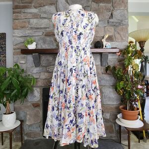 Cheslea & Theodore 100% Cotton Full Skirt Sleeveless Floral Dress Women's Size L